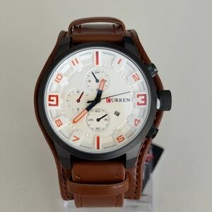 Men’s Curren Brown Leather Strap Watch